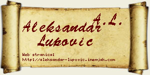 Aleksandar Lupović vizit kartica